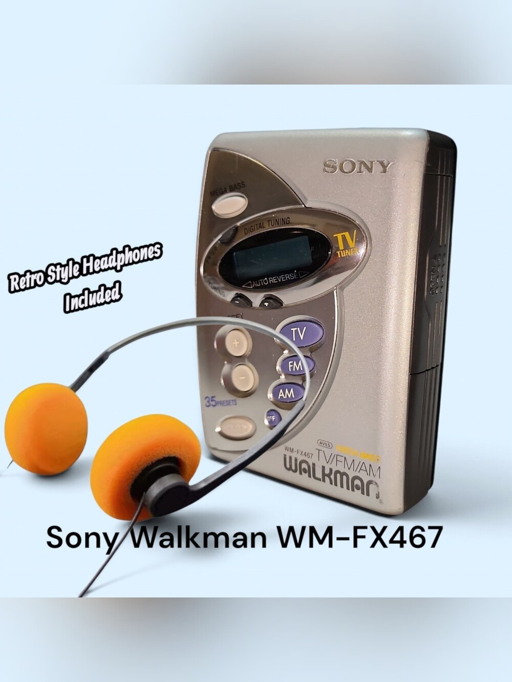 Sony Walkman WM-FX467 TV/FM/AM Digital Radio Autoreverse Cassette Player